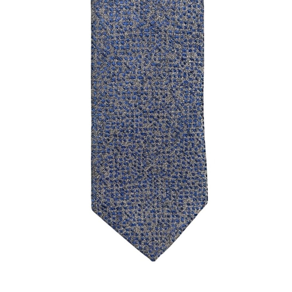 T.O. Collection Mens Blue Grey Textured Microfiber Hand Made Necktie 2.75 Inch